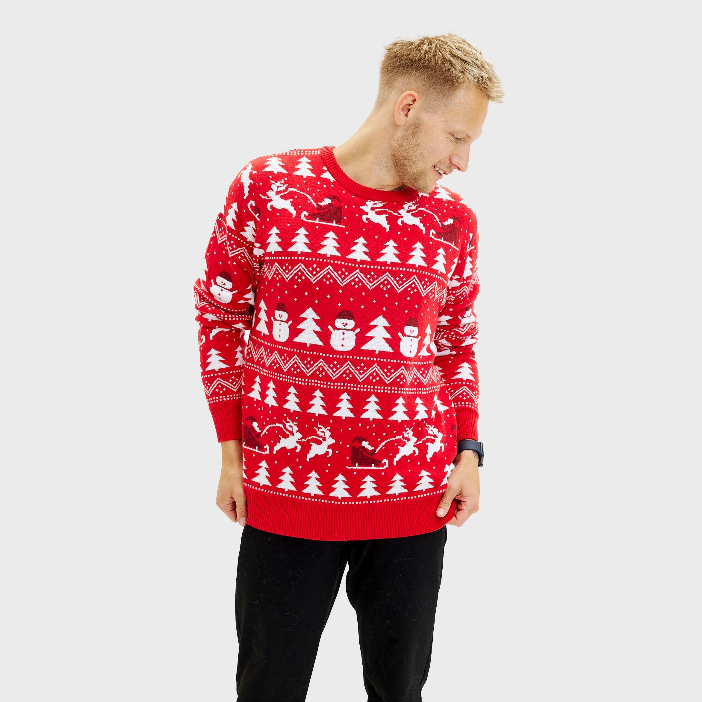 Der Stilvolle Weihnachtspullover rot - Herren.